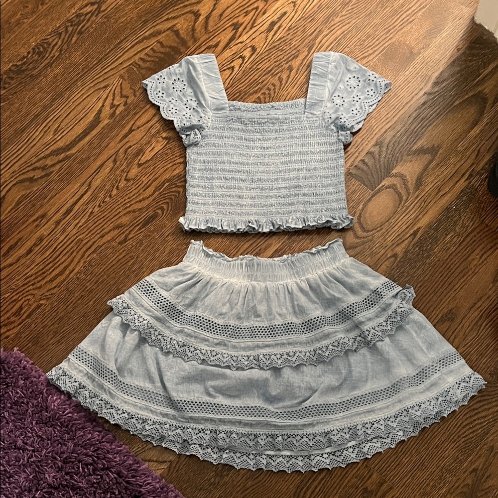 Katie J NYC Light Blue Smocked Top